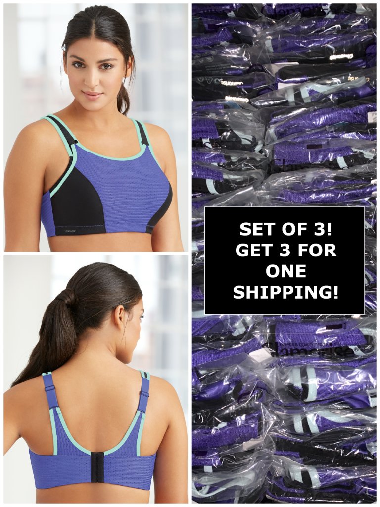 Set Of 3! 46f Glamorise Sport Bra (Double-Layer) Wicking (Underwired) Purple New